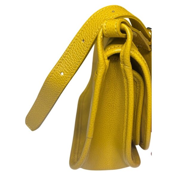 Longchamp Le Foulonné Mimosa Yellow Leather Crossbody Bag Adjustable Strap - Picture 10 of 16